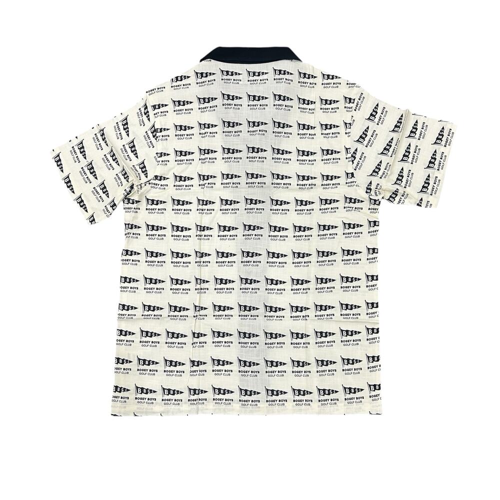 NEW Bogey Boys Flag Button Up Men's Golf Shirt Black and Cream Size L - Picture 2 of 6